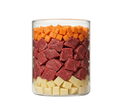 Rind mit Kartoffeln und Karotten